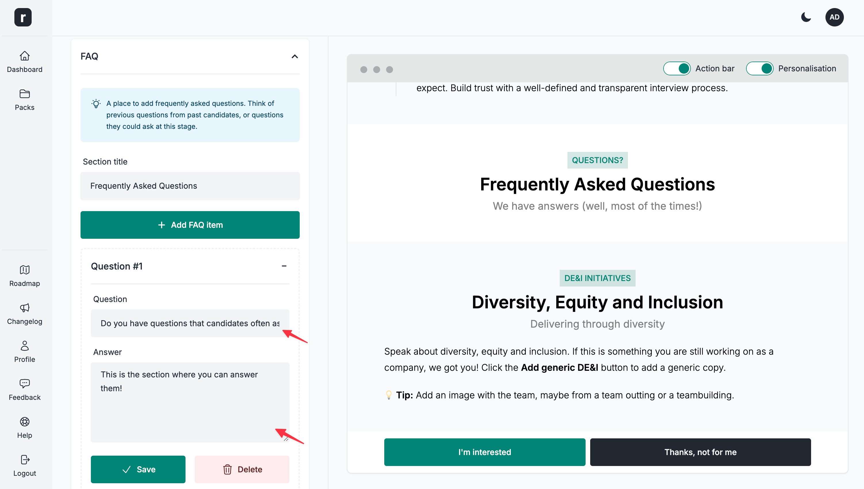 Add a question and the answer