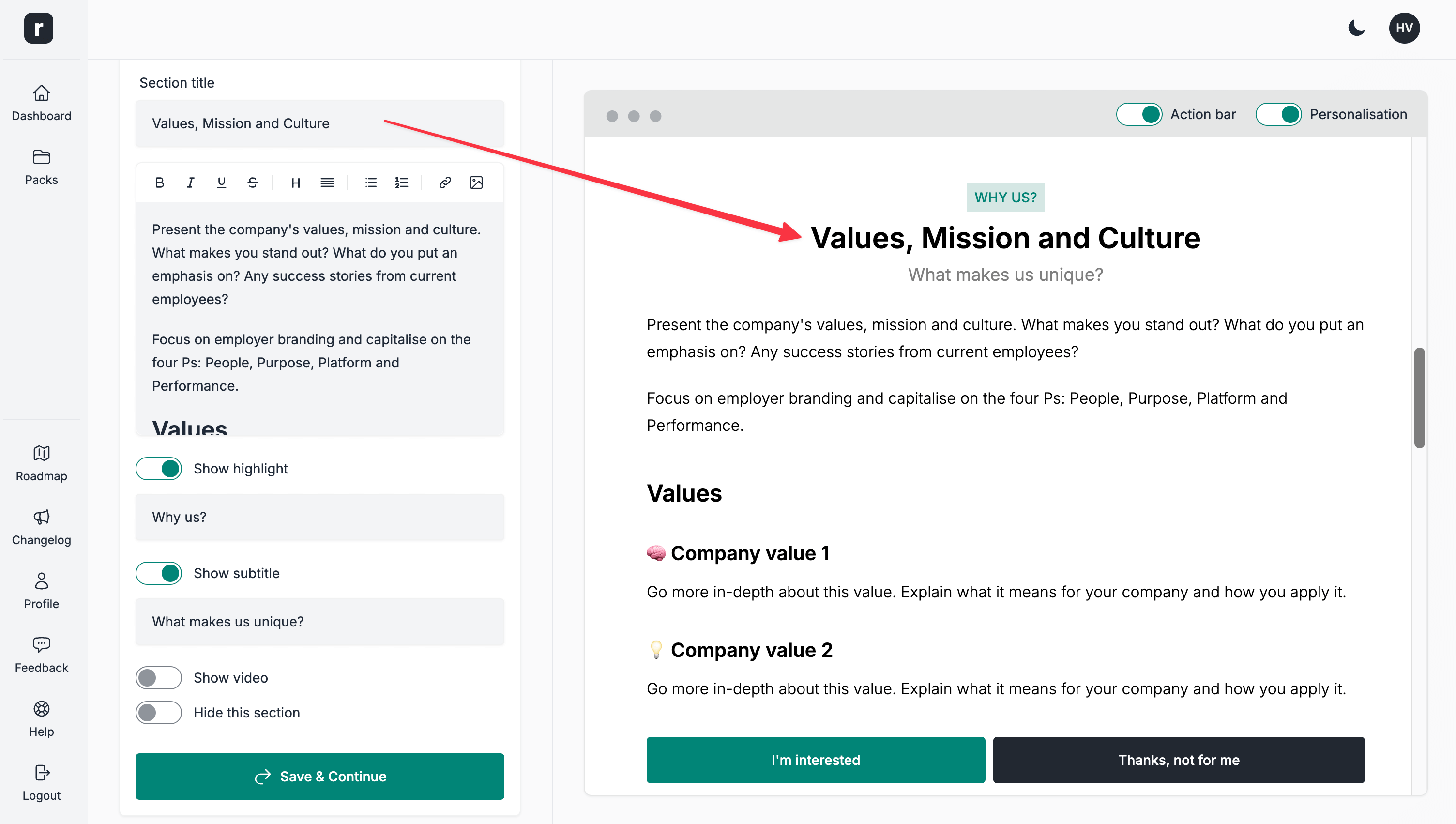 Candidate pack title